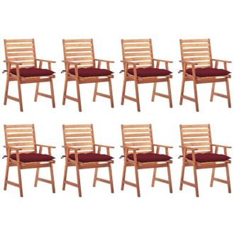 vidaXL Vidaxl - Sillas Comedor De Jard&iacute;n Y Cojines 8 Uds Madera Maciza Acacia
