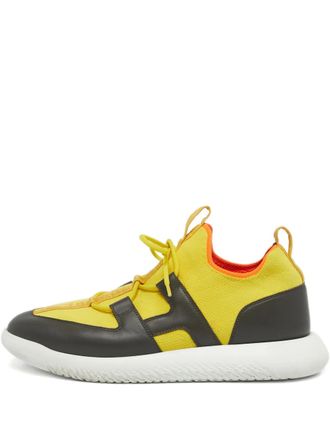 Herm&egrave;s Duel sneakers - men - Fabric/Calf Leather/Fabric/Rubber - 43 - Yellow