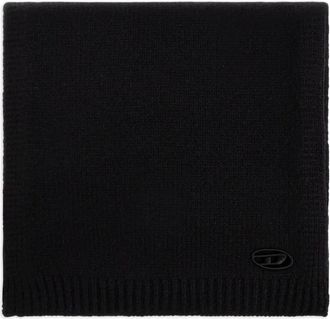 Diesel Sciarpa in lana con applicazione logo - Nero