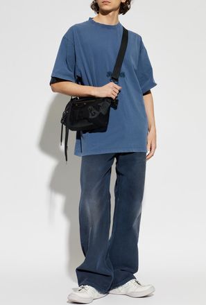 Balenciaga T-shirt With Embroidered Logo, Mens, Navy Blue