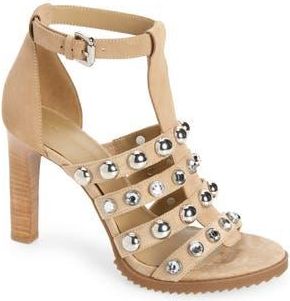 Karl Lagerfeld Brexton Studded T-Strap Sandal in Taupe at Nordstrom Rack, Size 5.5