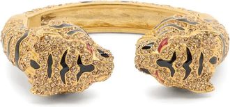 Roberto Cavalli tiger-motif bracelet - women - glass/Brass/Enamel - One Size - Gold