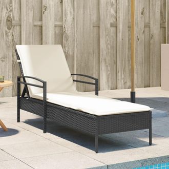 vidaXL Tumbona Con Coj&iacute;n Rat&aacute;n Sint&eacute;tico Negro 63x200x81 Cm Vidaxl