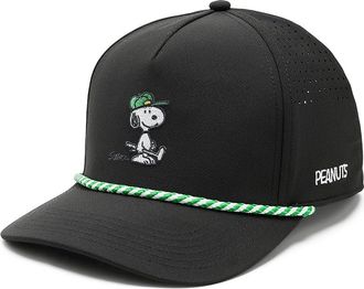 Black Clover Snoopy Golfer 5 Panel Mid Rope Adjustable Hat Baseball Caps Black, Polyester/Spandex