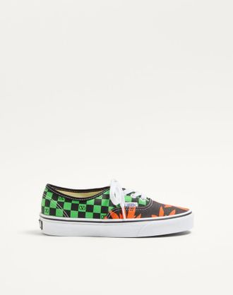 Valentino Garavani Sneaker Low-Top Valentino Garavani And Vans In Tessuto Con Stampa VLogo Checkerboard E Stampa Tropical Leaves Donna NERO/ROSSO/VERDE 34.5