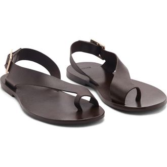 Mango Toe Loop Flat Sandal in Chocolate at Nordstrom, Size 7.5Us