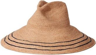 Janessa Leon&eacute; Waverly Wide Brim Packable Straw Hat in Navy/sand at Nordstrom, Size X-Large