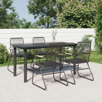 vidaXL Juego De Comedor De Jard&iacute;n 5 Piezas Rat&aacute;n Pvc Negro Vidaxl