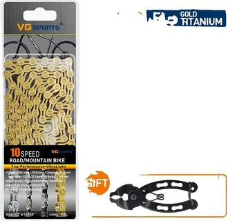 OEM Cadena De Bicicleta, Compatible Con 6 A 11 Velocidades, Acero De Aleaci&oacute;n Duradero, 10 Velocidades, Gold Titanium