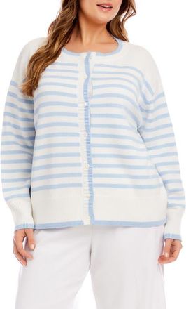 Karen Kane Stripe Cardigan Sweater in Off White at Nordstrom, Size 1 X