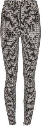 Balmain PB Labyrinth Jacquard Legging - Dames - Leggings - Zwart - XS - Katoen - Broeken