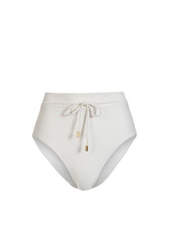 Change of Scenery Belted Hi Waist Hi Leg Bikini Bottom in Ivory/gold Metallic at Nordstrom, Size X-Small