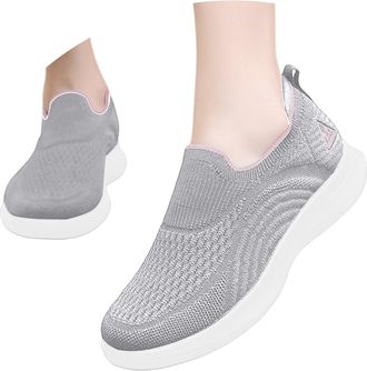Generic 2026 Running Shoes Womens Rhinestone Mesh Slip On Walking Fashion Breathable Spakle Glitter Sneaker (Light Gray, 2)