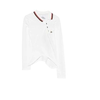 Vivienne Westwood Asymmetrisch Poloshirt met Orb-borduurwerk - Dames - Tops - Wit - Maat: XS Piqu&eacute;