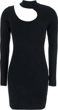 Federica Tosi Zwarte Korte Viscose Jurk - Dames - Kleedjes - Zwart - M - Kleedjes