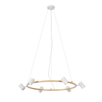 QAZQA Qazqa L&aacute;mpara Colgante Inteligente De Madera Con 6 Luces Redondas