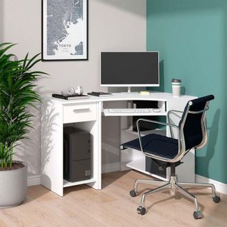 Vicco Escritorio De Esquina Odin, Blanco, 83 X 76 Cm Juego Con Armario Para Pc, Vicco