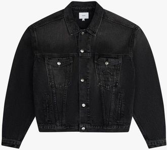 Rhude Womens Black Oversized Denim Trucker Jacket, Size XL