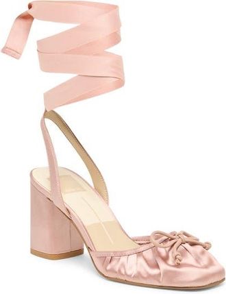 Dolce Vita Tisha Ankle Wrap Pump in Light Blush Satin at Nordstrom, Size 10