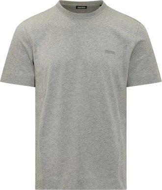 Ermenegildo Zegna T-shirt met ronde hals - Heren - T-shirts - Grijs - 2XL - Katoen - Tops