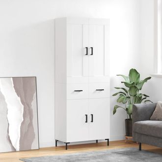 vidaXL Vidaxl - Aparador Alto Madera Contrachapada Blanco 69,5x34x180 Cm