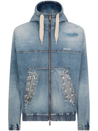 Dsquared2 Bomber denim con cristalli - Blu