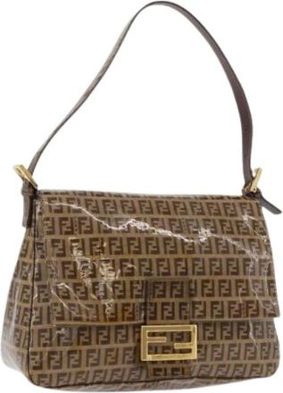 Fendi Pre-owned Shoulder Bags, female, Beige, Size: ONE SIZE Pre-owned Zucchino Canvas Shoulder Bag