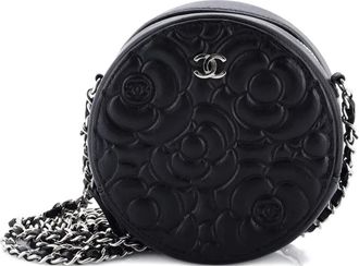 Chanel Round Clutch with Chain Camellia Goatskin Mini crossbody bag - Zwart
