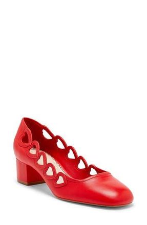 Cinq &agrave; Sept Martine Block Heel Pump in Cardinal at Nordstrom Rack, Size 38