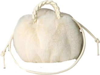 Generic Womens Plush Bags Plush Cloud Bag Autumn Winter Handbag Women Solid Colors PU Woven Hand Soft Storage(WHITE)