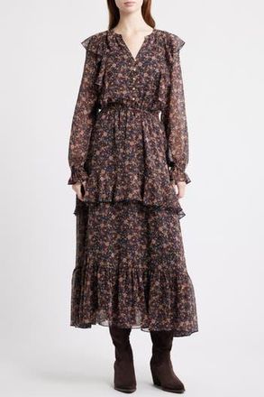 Treasure & Bond Paisley Tiered Ruffle Maxi Dress in Navy Mallory Paisley at Nordstrom Rack, Size Xx-Small