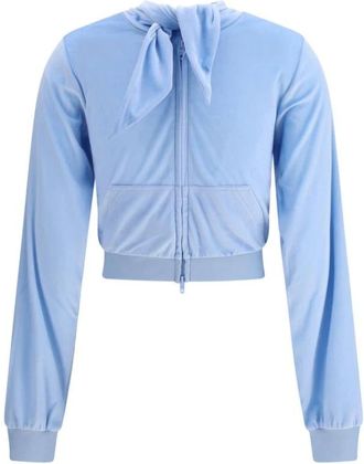 Balenciaga Zip-throughs, female, Blue, Size: M Inverted Velvet Top with Zipper Detail