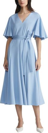 Lafayette 148 New York Belted Flounced Sleeve Silk-Blend Dress