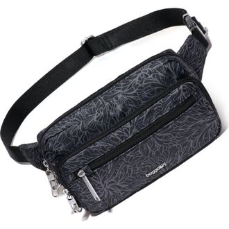Baggallini Securtex Anti-Theft Belt Bag Sling in Midnight Blossom at Nordstrom