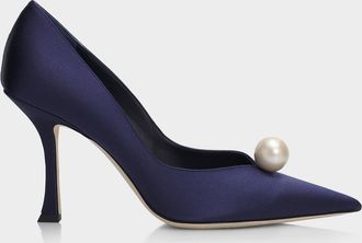 Jimmy Choo London 90mm Ziri Satin Pumps
