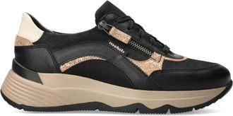 Mephisto Wijde Pasvorm Ergonomische Sneaker - Zwart - Dames - Sneakers - Zwart - 37 1/2 EU - Leer - Schoenen
