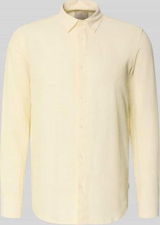 Only & Sons Slim Fit Freizeithemd aus Baumwoll-Leinen-Mix Modell CAIDENLS SOLID in Hellgelb, Gr&ouml;&szlig;e XXL