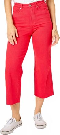 Judy Blue Womens Garment Dyed Tummy Control Crop Wide Pants In Red