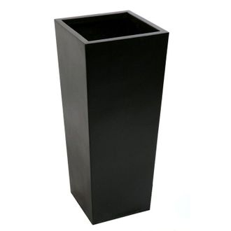 PRIMROSE Tall Flared Square Fibreglass Planter in Matt Black 90cm