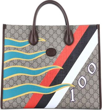 Gucci Interlocking G Patch Convertible Printed GG Coated Canvas Medium tote bag - Bruin