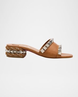 Christian Louboutin Pyramule Leather Spike Mule Sandals