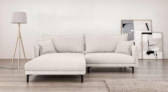 HOME AFFAIRE Ecksofa »ALEXANDRIA mit Recamiere rechts oder links bestellbar, moderne Bezüge« L-Form mit Wellenunterfederung, Masse: B/H/T 246/86/190 cm