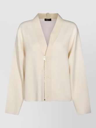 Fabiana Filippi crewneck knit long sleeves ribbed buttons collar