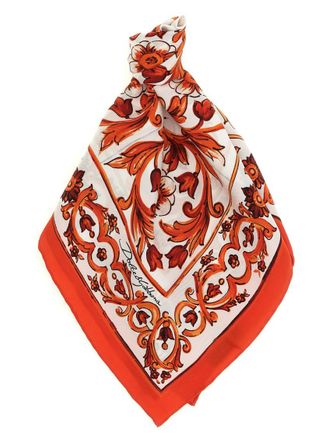 Dolce & Gabbana Orange Maiolica Printed Scarf