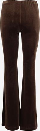 F.it Womens Flared-Leg Trousers Stretch Velvet Dark Brown Polyester