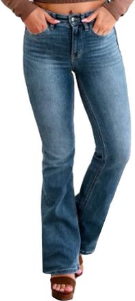 Generic Women Flare Jeans High Waisted Stretch Wide Leg Baggy Denim Pants Flare Jeans for Women Ladies Elastic PullOn Skinny Flared Bootcut Jeggings Womens St