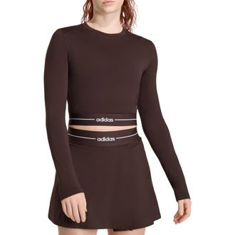 adidas Originals Long Sleeve Crop Top in Aurora Coffee at Nordstrom, Size X-Large