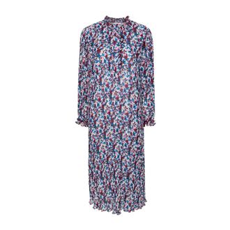 Ganni Geplooide Midi Jurk - Dames - Casual kleedjes - Veelkleurig - S - Polyester - Kleedjes