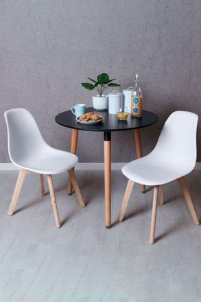 Regalos Miguel Regalos Miguel - Black Friday - Conjunto Mesa Tower Redonda 80 Cm Negra Y Pack 2 Sillas Kelen - Blanco