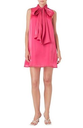 endless rose Bow Neck Organza Minidress in Fuchsia at Nordstrom Rack, Size Large
